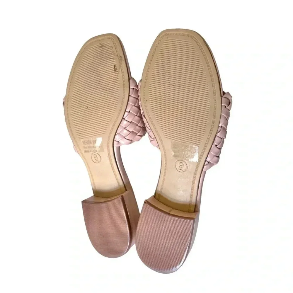 CUSHIONAIRE | Women's Nerida Woven Faux Leather Low Block Heel Sandal Size 9 - Picture 9 of 9